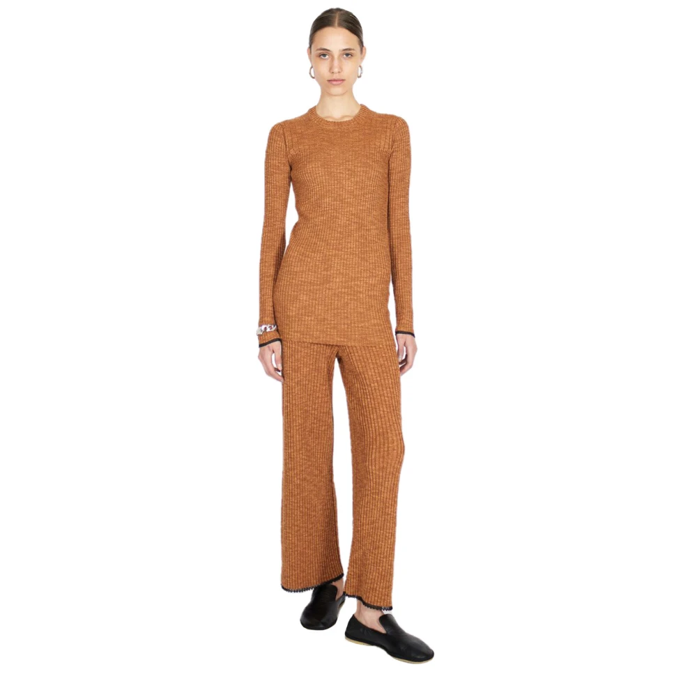 Proenza Schouler Ribgebreide Top met Achteruitsnijding Brown Dames