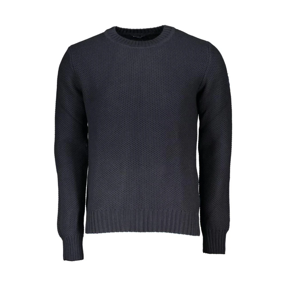 North Sails , Round-Neck Knitwear, Male, Blue, M, Waffle Knit Crewneck Jumper