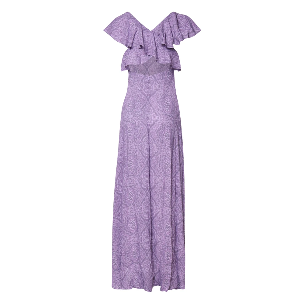 ETRO Lila Ruches Jurk met V-Hals Purple Dames