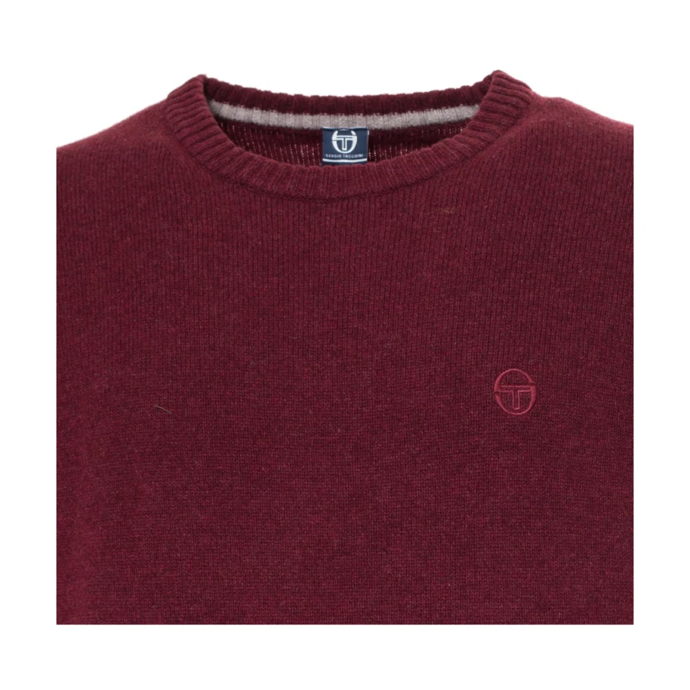 Sergio Tacchini Wollen trui met ribboorden en zichtbaar logo Red Heren