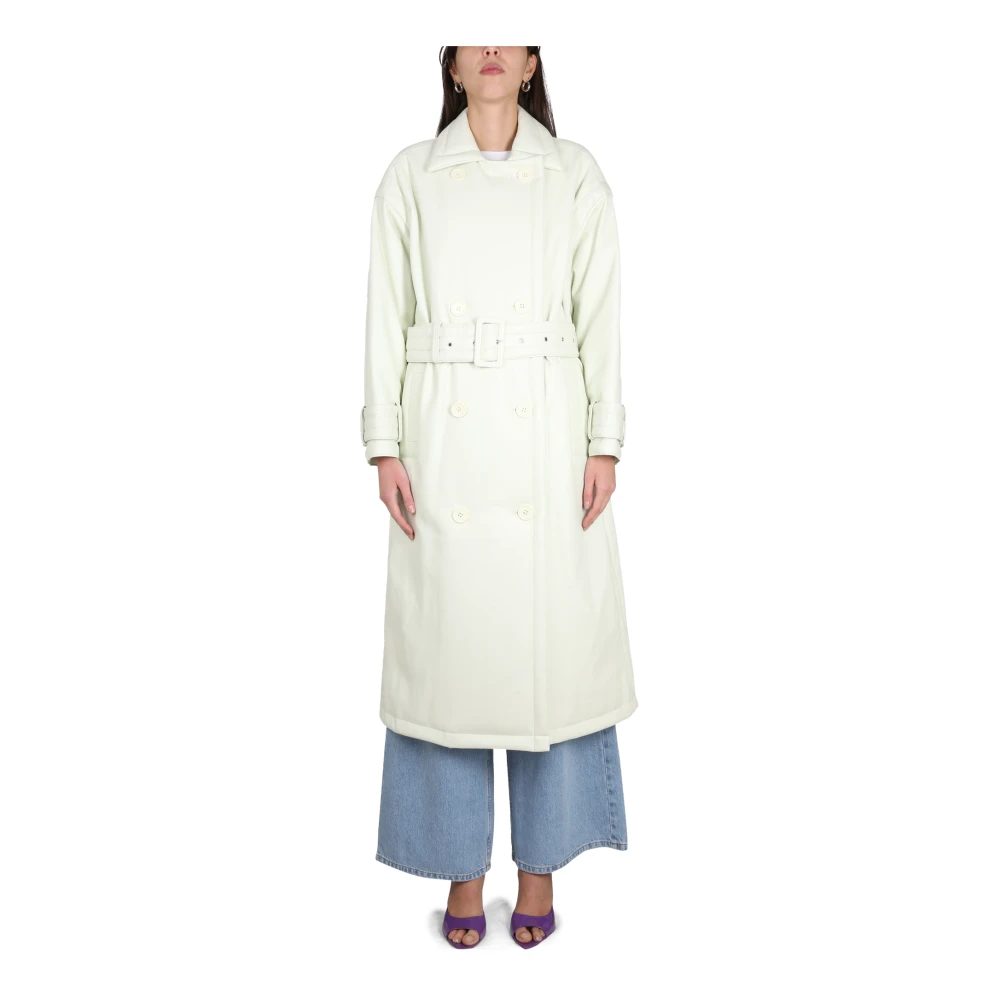 STAND STUDIO, Trench Coats, female, Green, Size: XS Emily Faux Leather Trench
