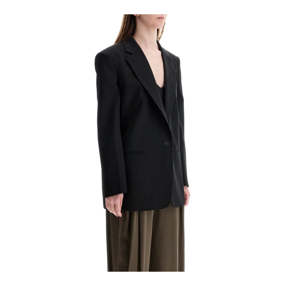 Andamane Zwarte Oversized Wollen Blazer Black Dames