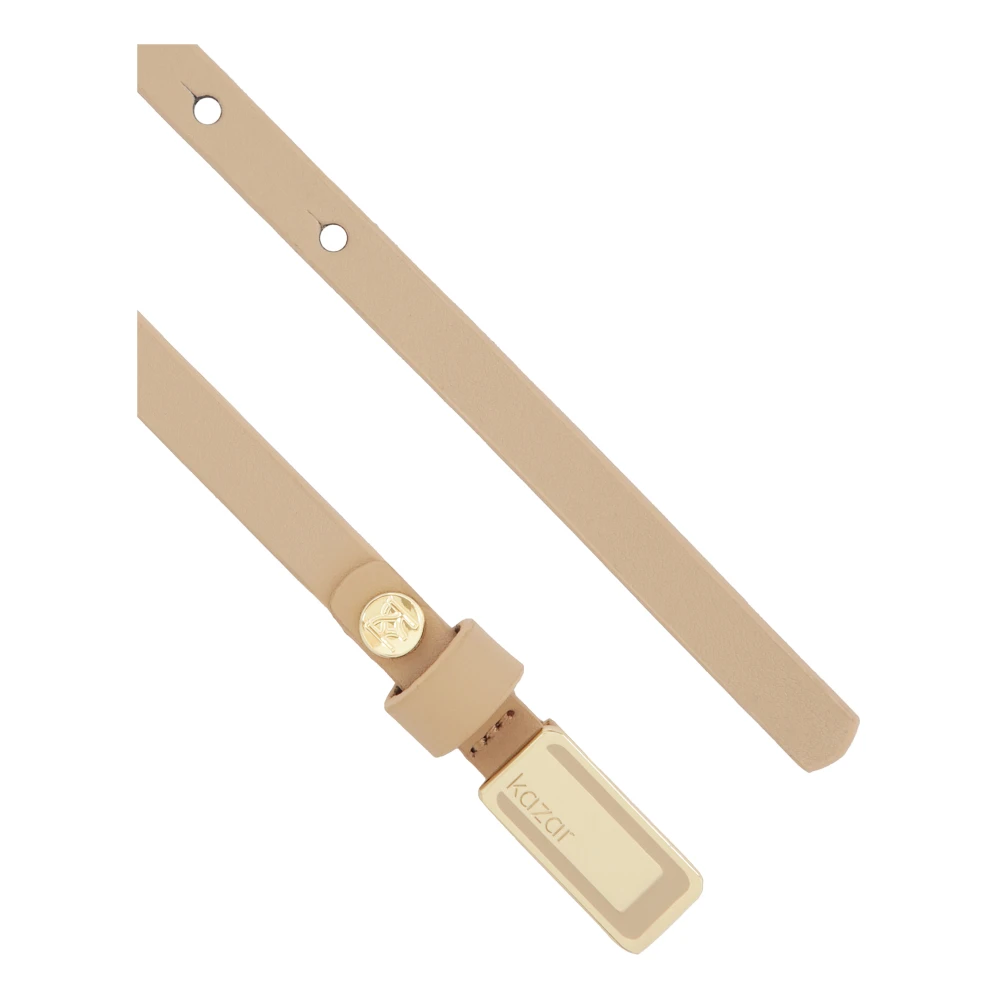 Kazar Beige smalle riem met logogesp Beige Dames