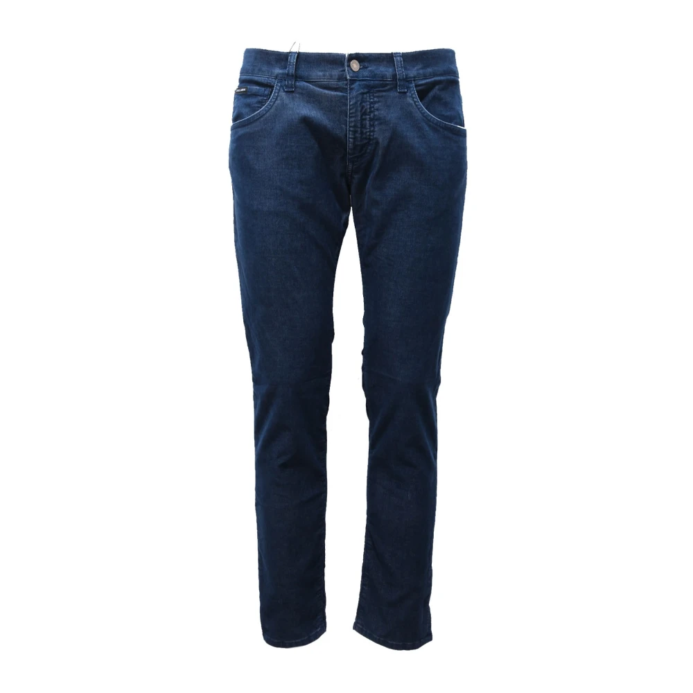 Dolce & Gabbana Men's Blue Skinny Velvet Trouser Made In Italy