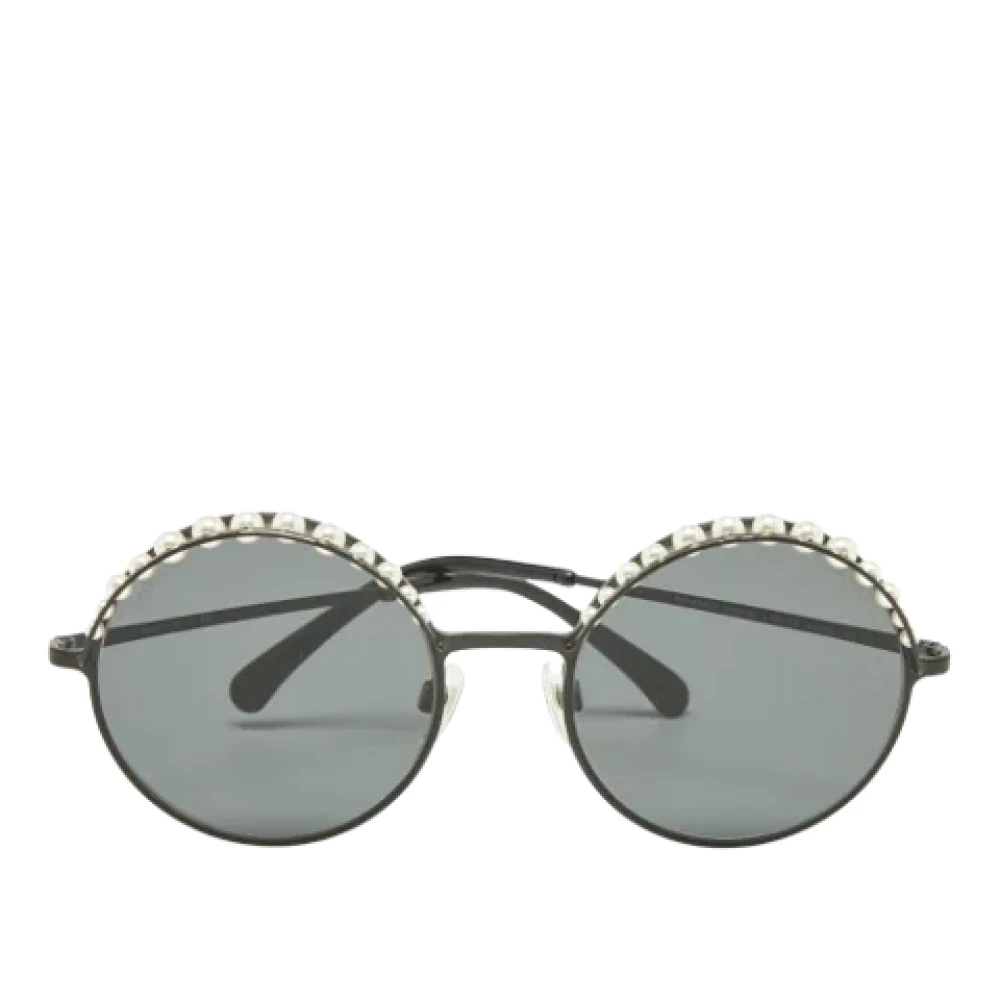 Chanel Vintage Pre-owned Metal sunglasses Black Dames