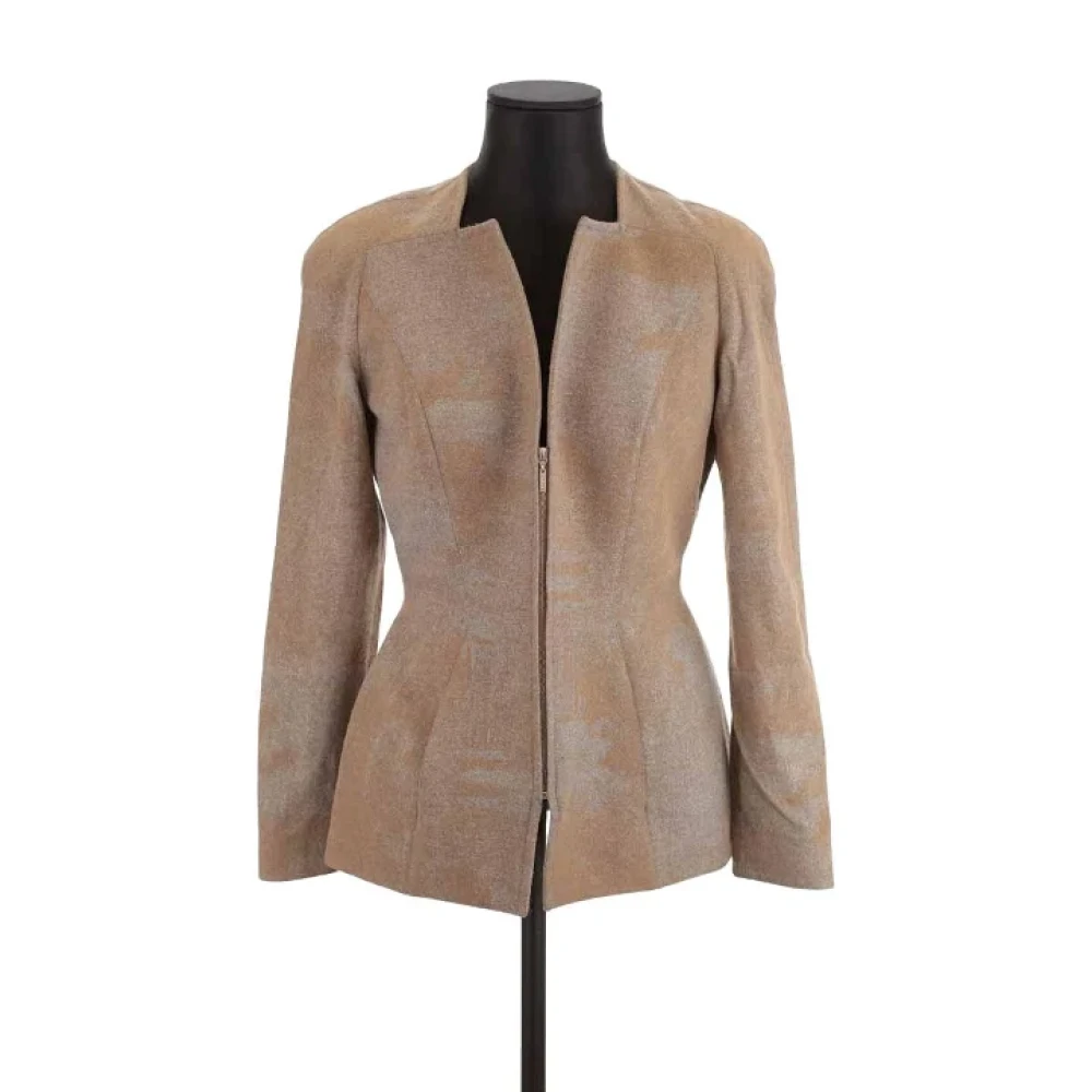 Mugler Pre-owned Wool outerwear Brown Dames