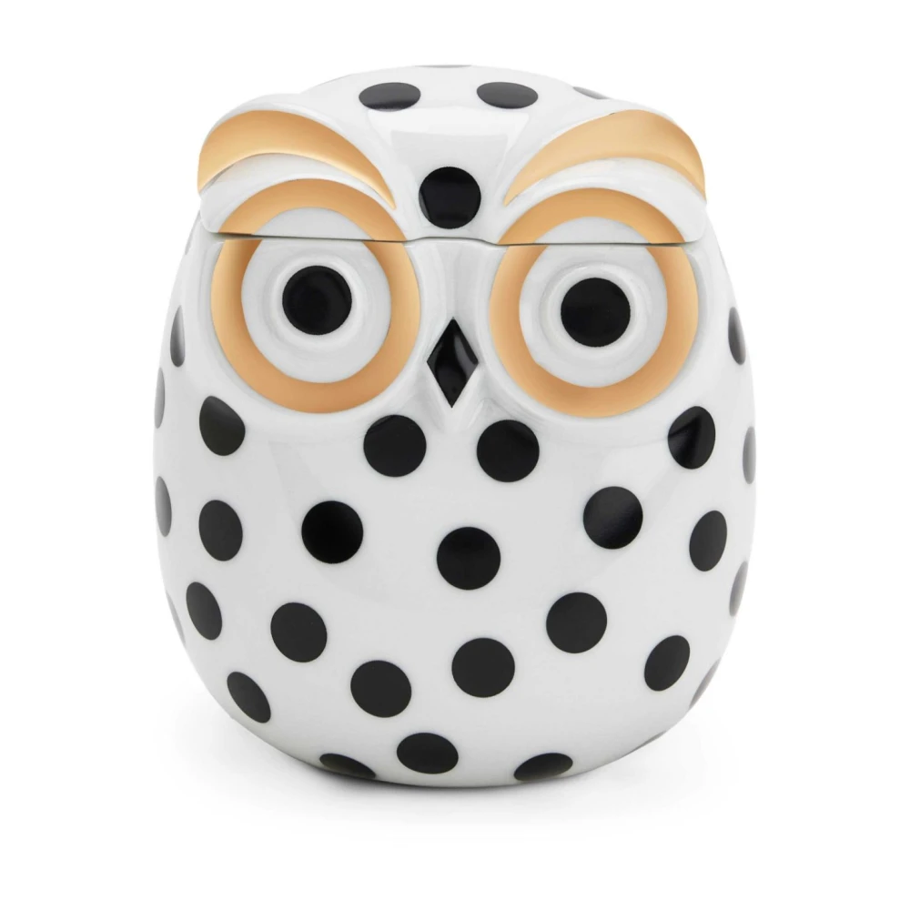 Fornasetti Uilenporseleincontainer met Gouden Accenten White Dames