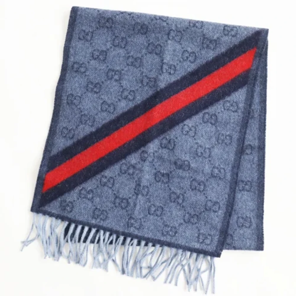 Gucci Vintage Pre-owned Wool scarves Blue Dames