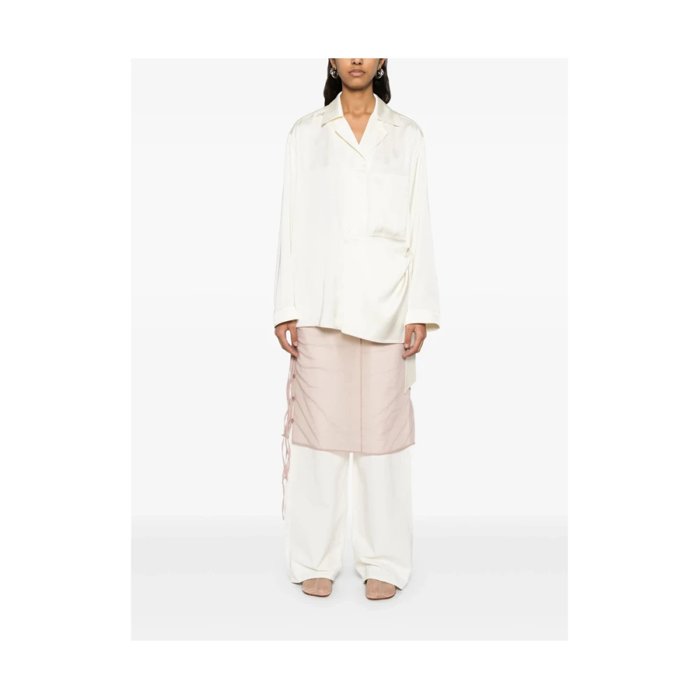 LOW Classic Beige Gedrapeerd Zak Overhemd White Dames