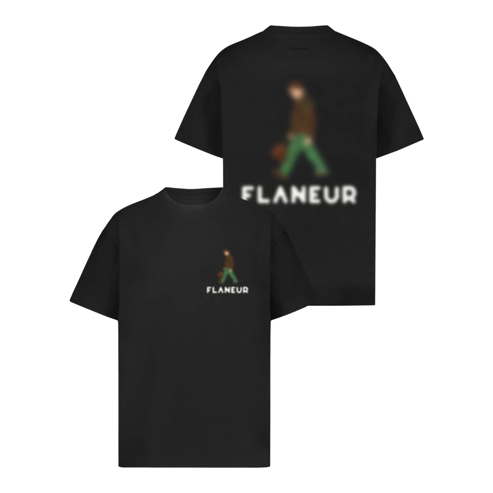 Flâneur Zwart T-shirt met vervaagd ontwerp Black Heren