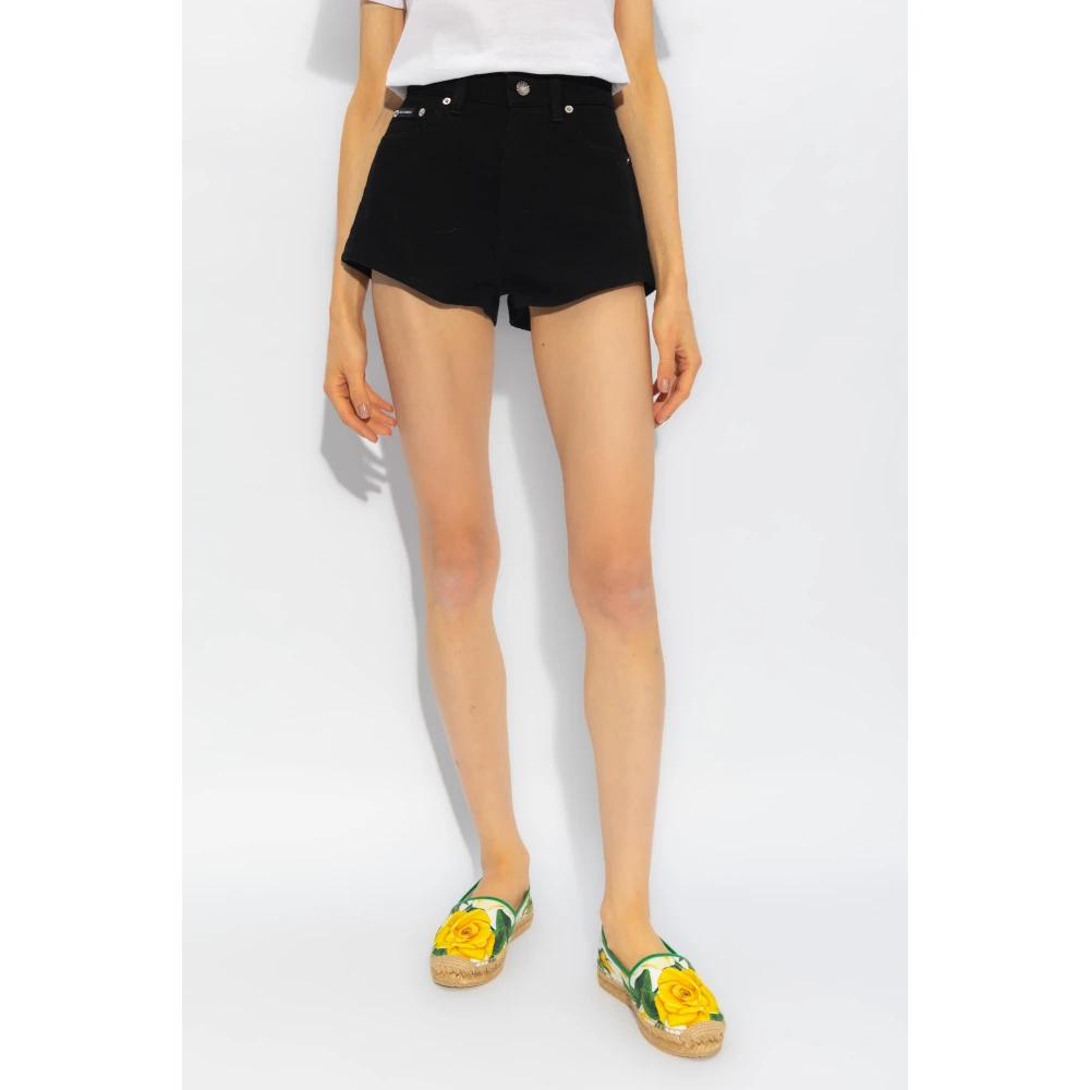 Dolce & Gabbana Denim shorts met hoge taille Black Dames