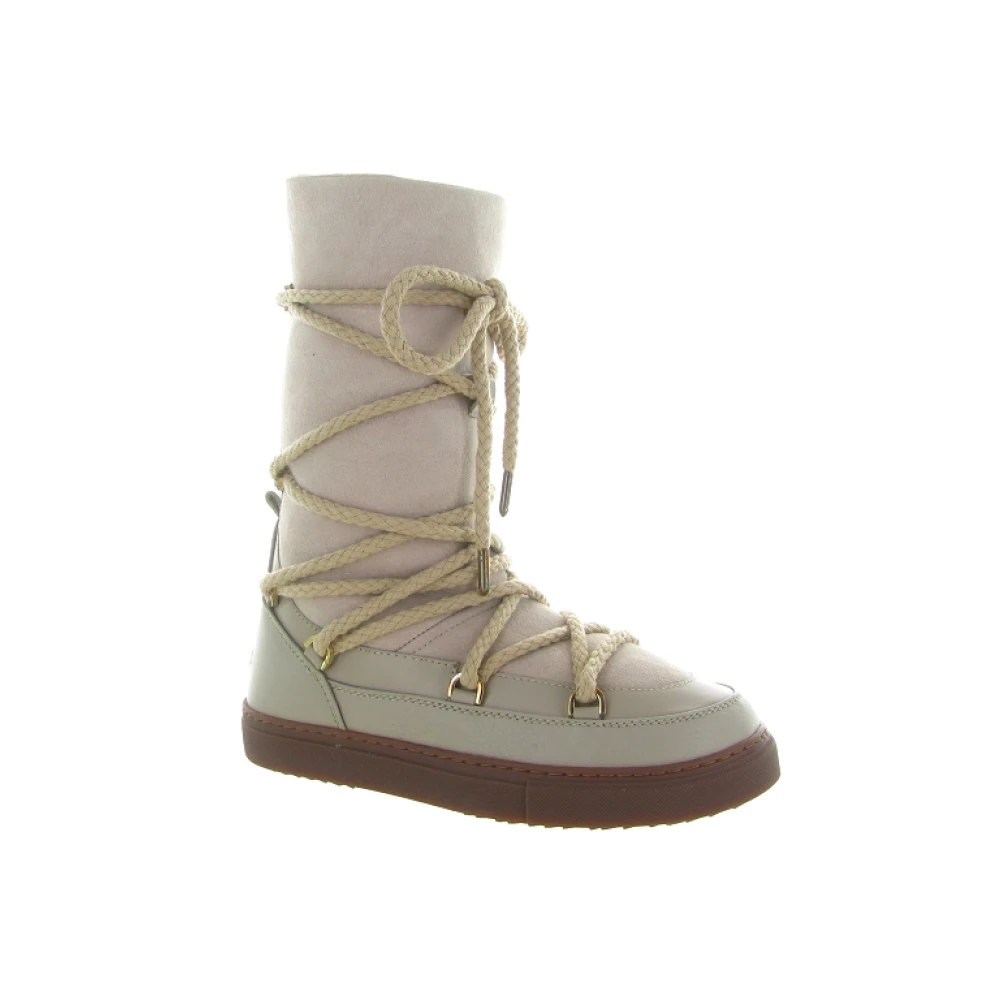 Inuikii Hoge Veterschoenen Curly Rock Beige Dames