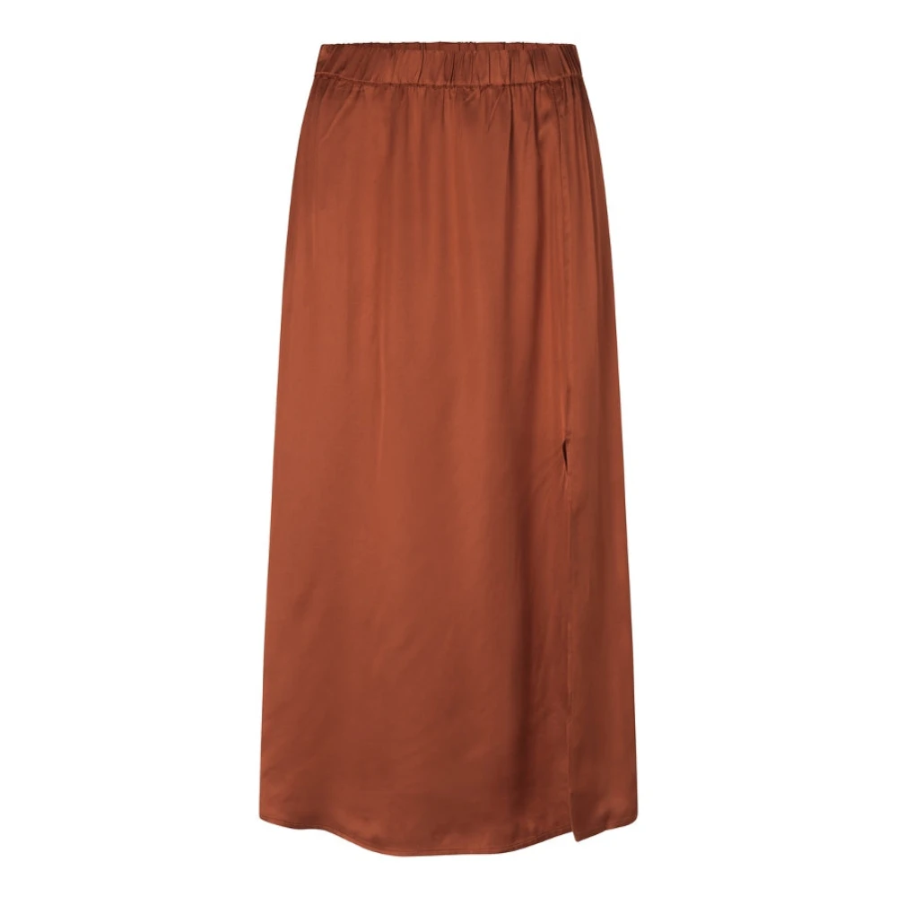 Modström Maple Satijnen Midi Rok Brown Dames
