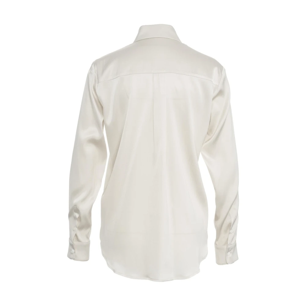 Himon's Witte Zijden Blouse Elegante Kent Kraag White Dames