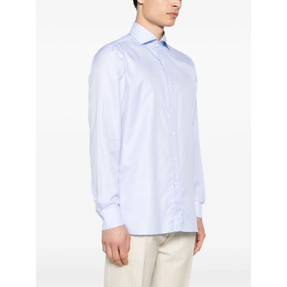 Borrelli Italiaans katoenen overhemd 100% katoen Blue Heren