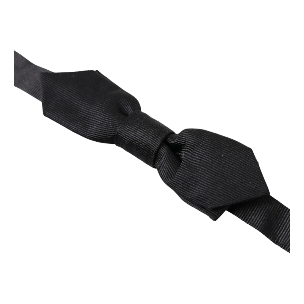 Dolce & Gabbana Elegante zwarte zijden vlinderdas Black Heren