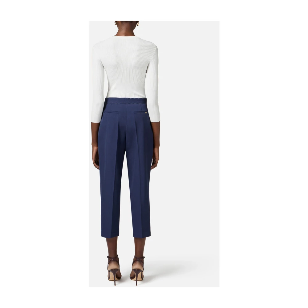 Elisabetta Franchi Blauwe Cropped Wollen Broek Chic Look Blue Dames