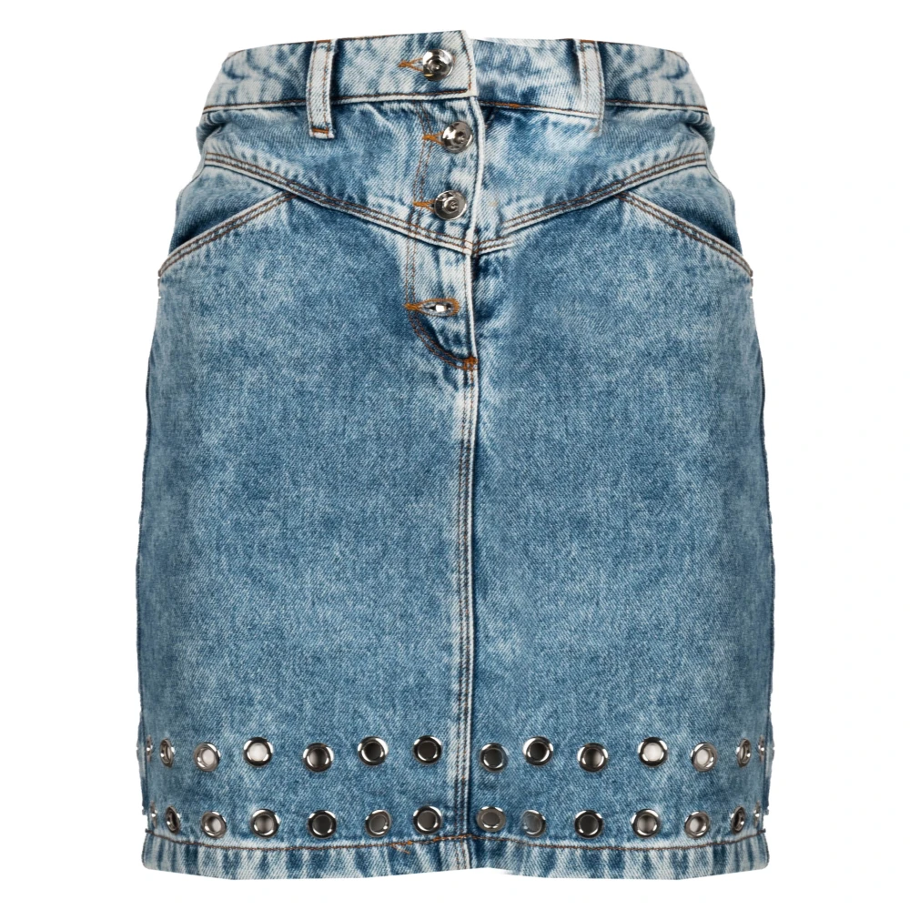 Patrizia Pepe Damen Blau Denim Minirock Mit Verzierungen