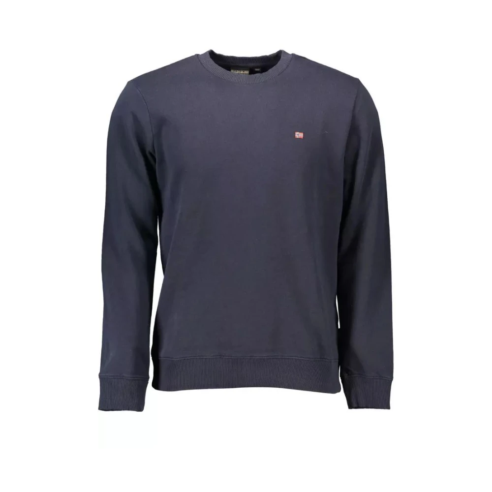 Napapijri Men's Blue Sweatshirts, L, Embroidered Logo Sweatshirt