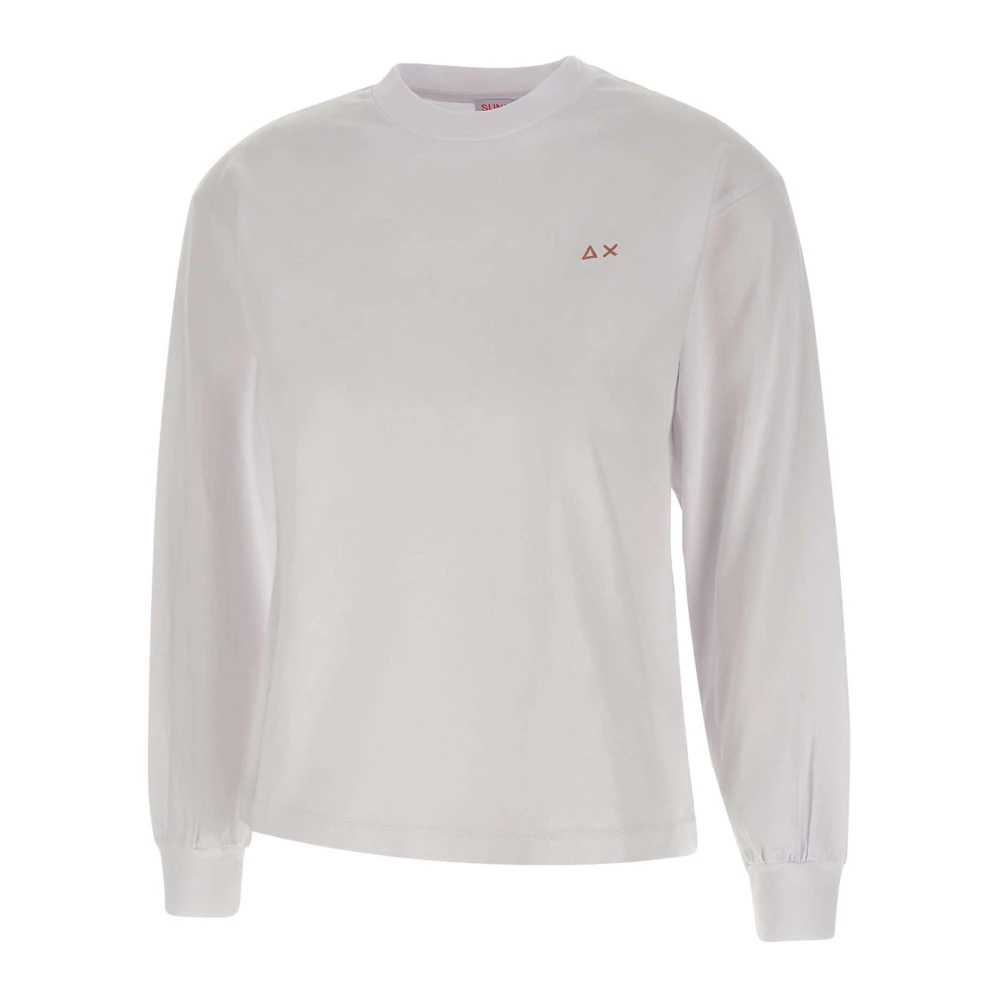 Sun68 Witte Katoenen Trui met Logoborduursel White Dames