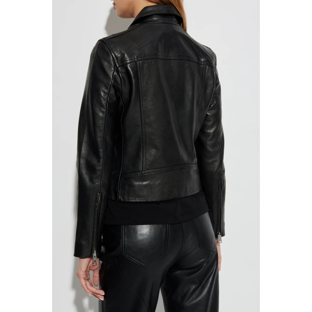 AllSaints Leren jas Dalby Black Dames