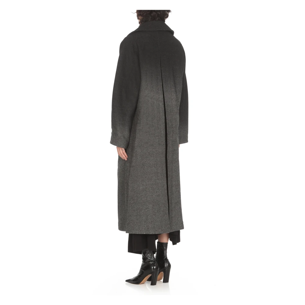 Y-3 Zwarte wollen jas met pieklapel Black Dames