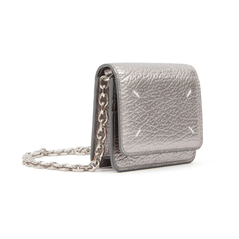 Maison Margiela Metallic Effect Portemonnees met Kettingriem Gray Heren
