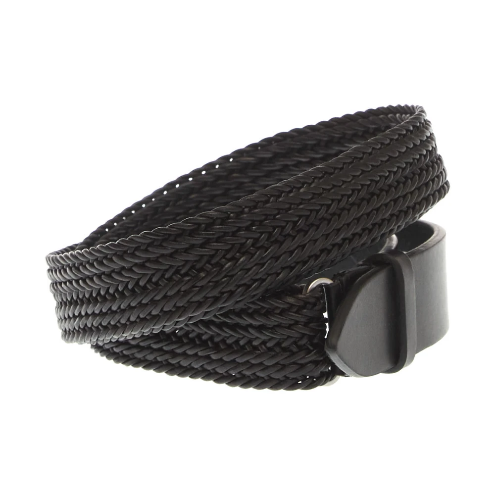 Orciani Zwart Geweven Leren Riem Aw24 Black Heren