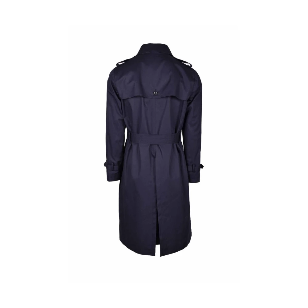 Aquascutum Blauwe Katoenen Dubbelrijdige Trenchcoat Blue Heren