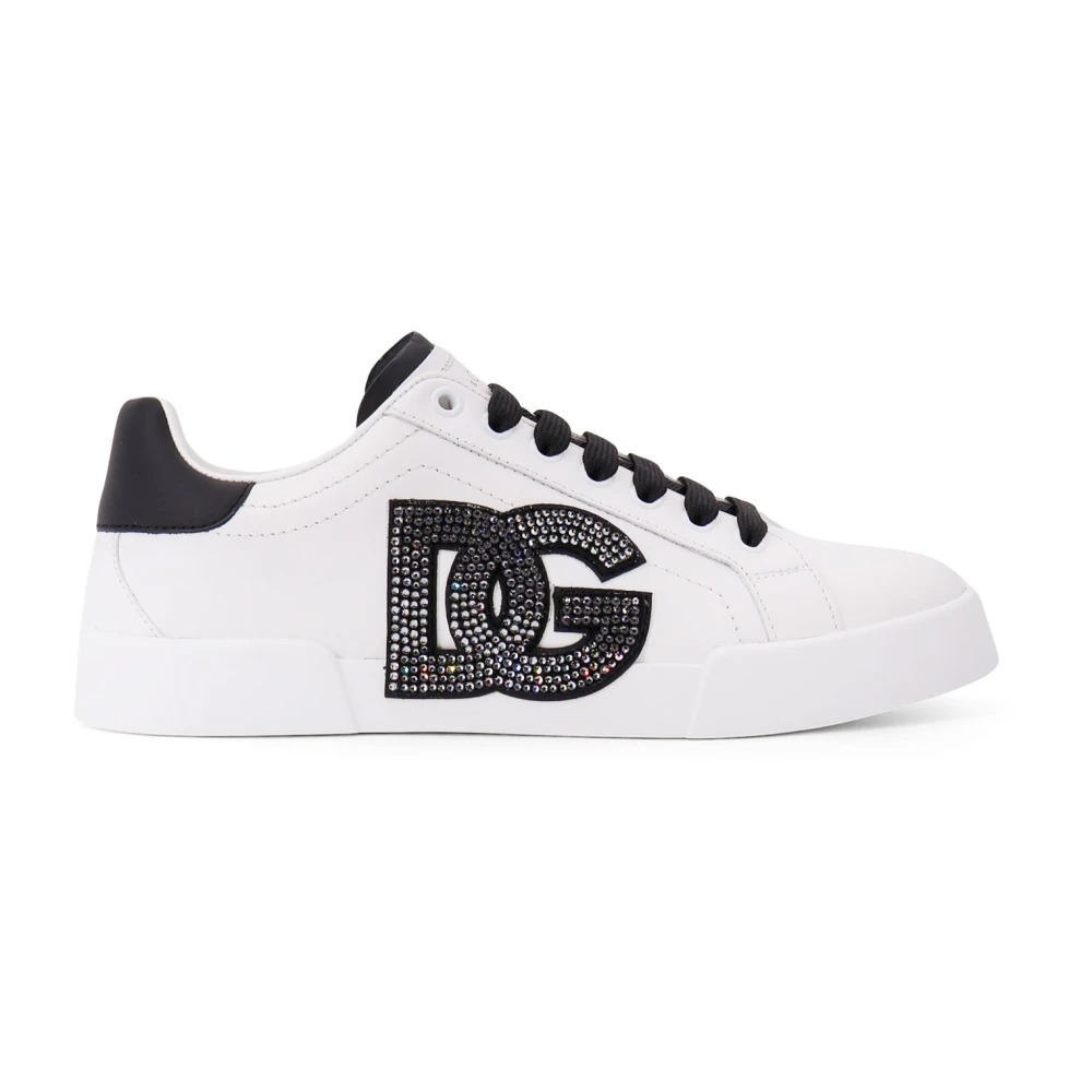 Dolce & Gabbana Women's White Sneakers With Rhinestone Logo