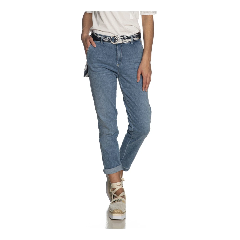 Liu Jo Denim Chino Broek Blauw Wassen Blue Dames