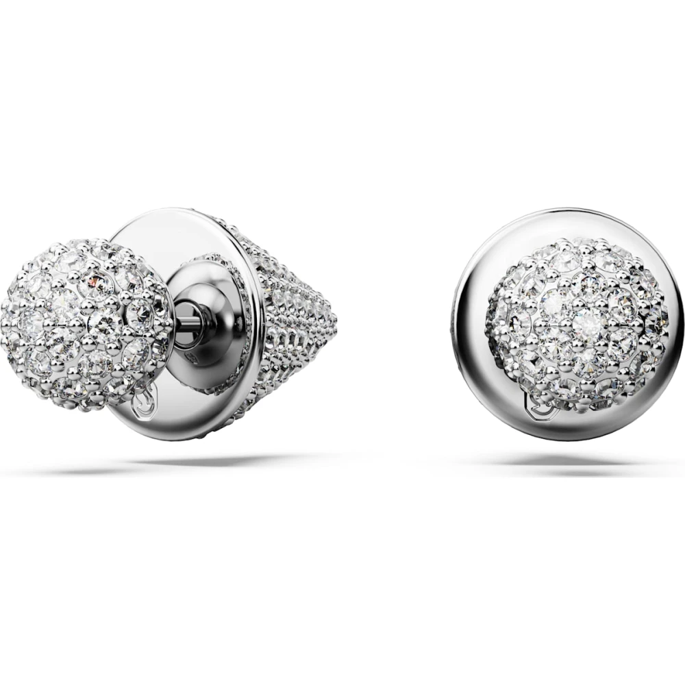 Swarovski Gray Earrings, Female, One Size, Moon Button Earrings