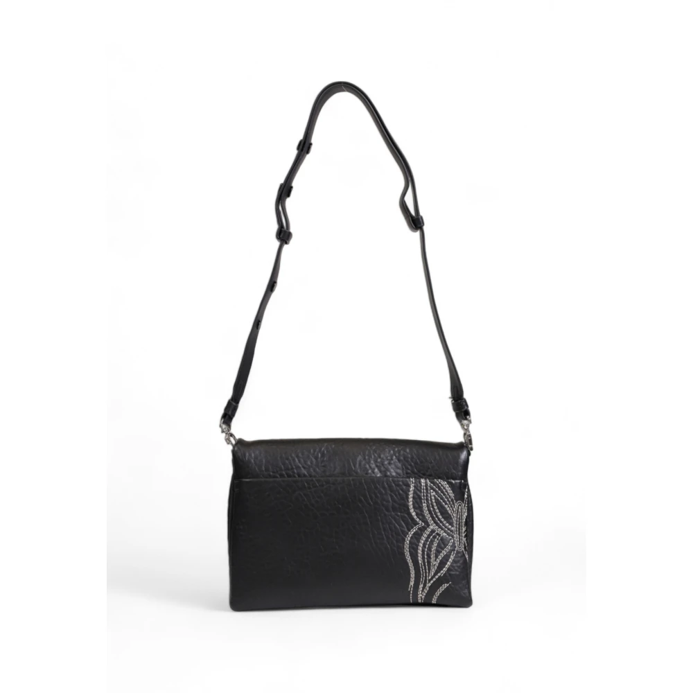 Desigual Zwarte Bedrukte Schoudertas Met Kliksluiting Black Dames