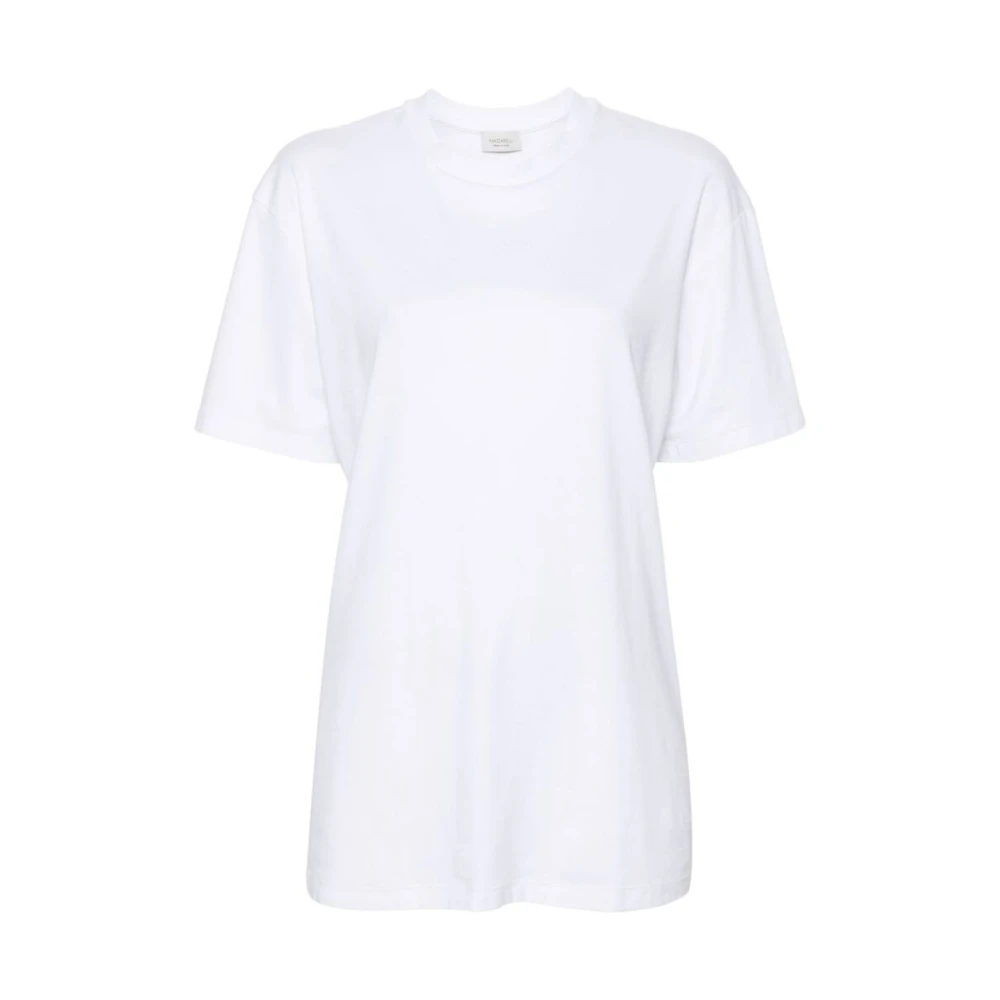 Mazzarelli Witte Katoenen Ronde Hals Lange Mouw White Dames