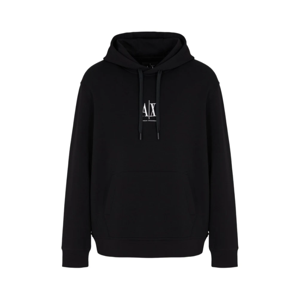 Armani Exchange Uomo Nero Cotton Hoodie