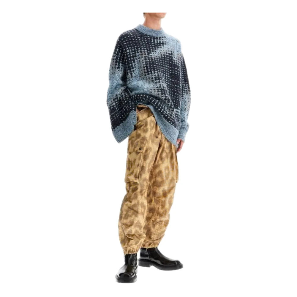 Dries Van Noten Cargo broek met luipaardprint en 3D-zakken Brown Heren