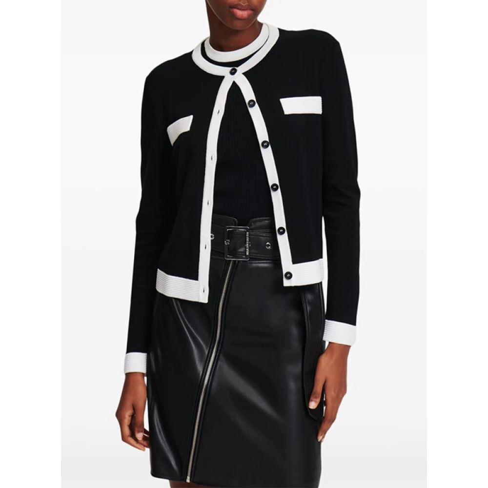 Karl Lagerfeld Gebreide Contrast Trim Vest Black Dames