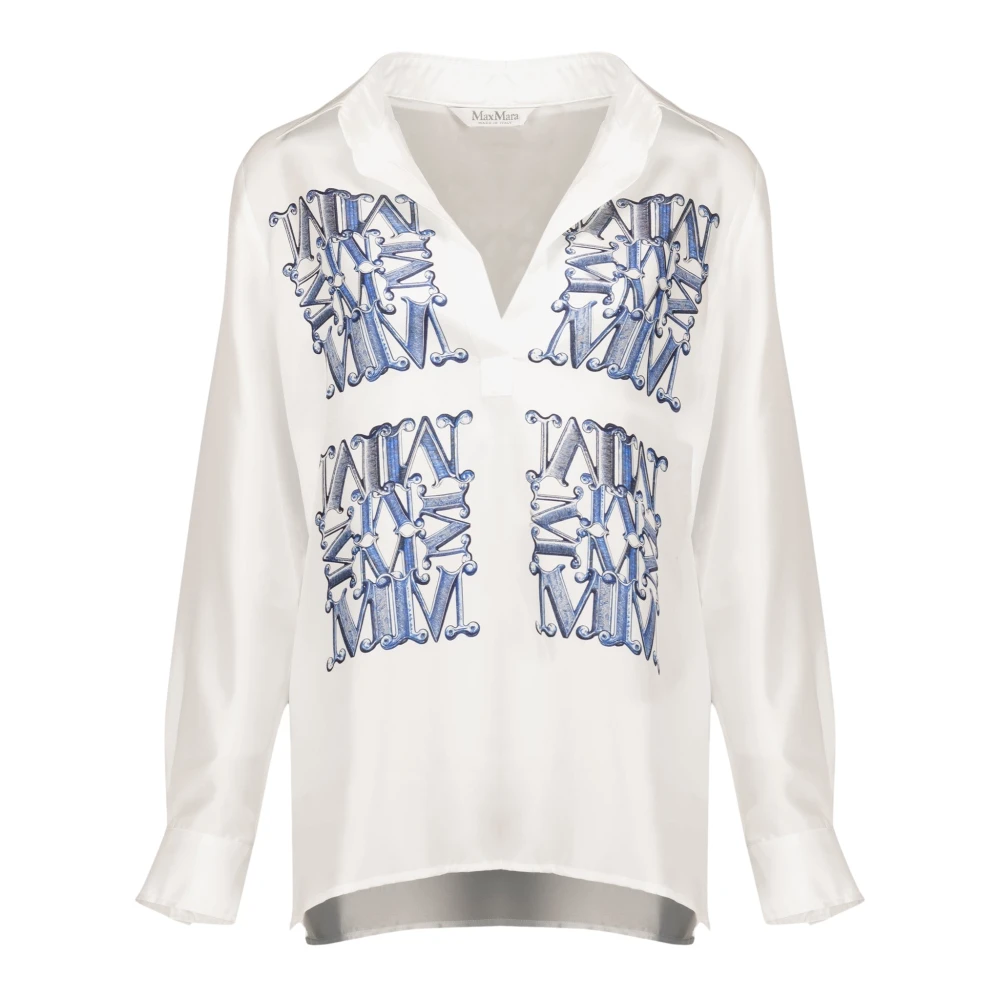 Max Mara Mujer Azul - Camisa De Seda Estampada - Blouses & Shirts - 2XS