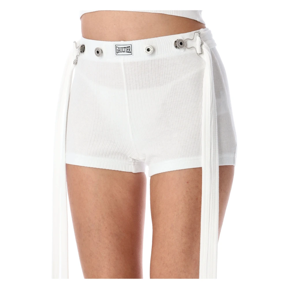 Jean Paul Gaultier Witte Shorts met Geribbeld Ontwerp White Dames