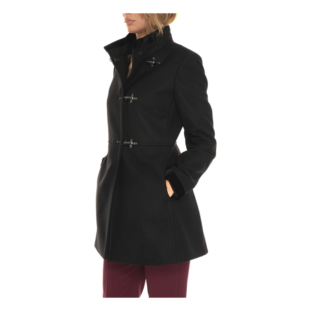 Fay Wollen Jas met Fluweel Black Dames