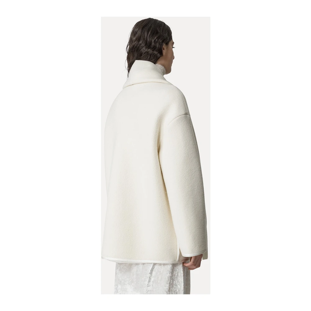 Forte Elfenkleurige wollen jas met franje White Dames