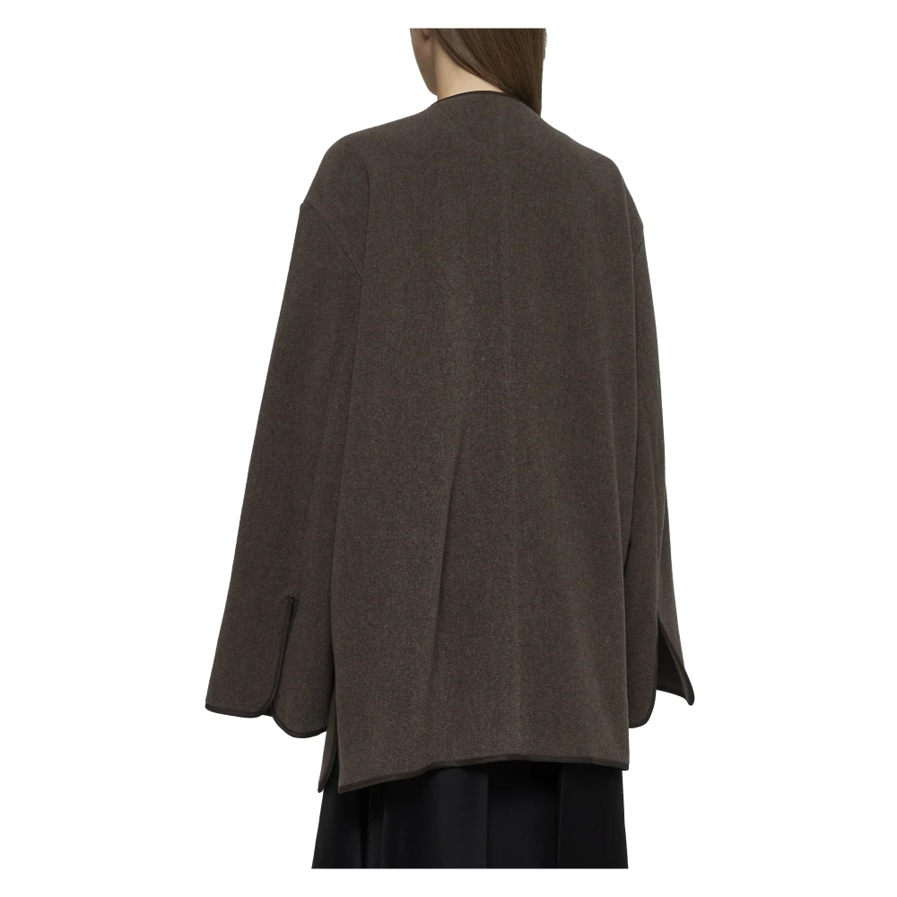 TotêMe Bruine Wol Crewneck Sweater met Rits Gray Dames