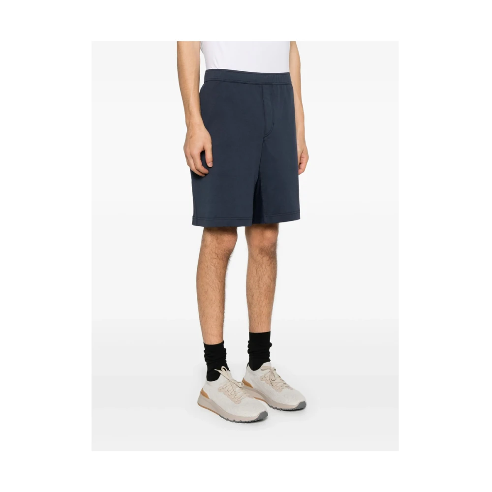 BRUNELLO CUCINELLI Blauwe Oxford Elastische Taille Shorts Blue Heren