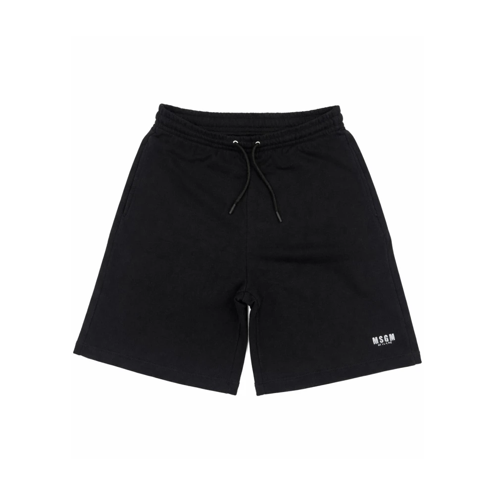 Msgm Boys Black Bermuda Con Logo - Shorts - 12 Y - Kids