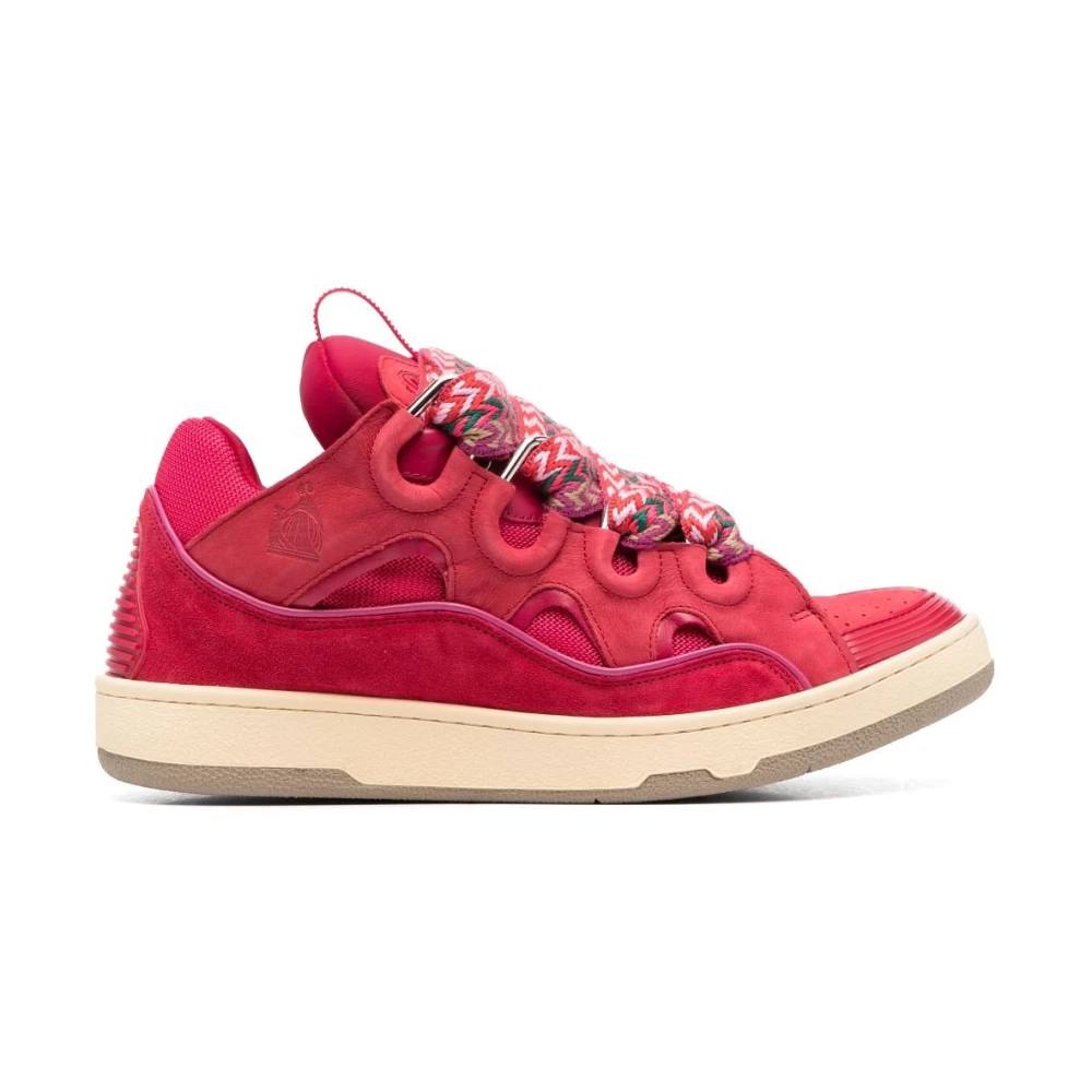 Lanvin Crimson Läder Chunky Sneakers Red, Herr