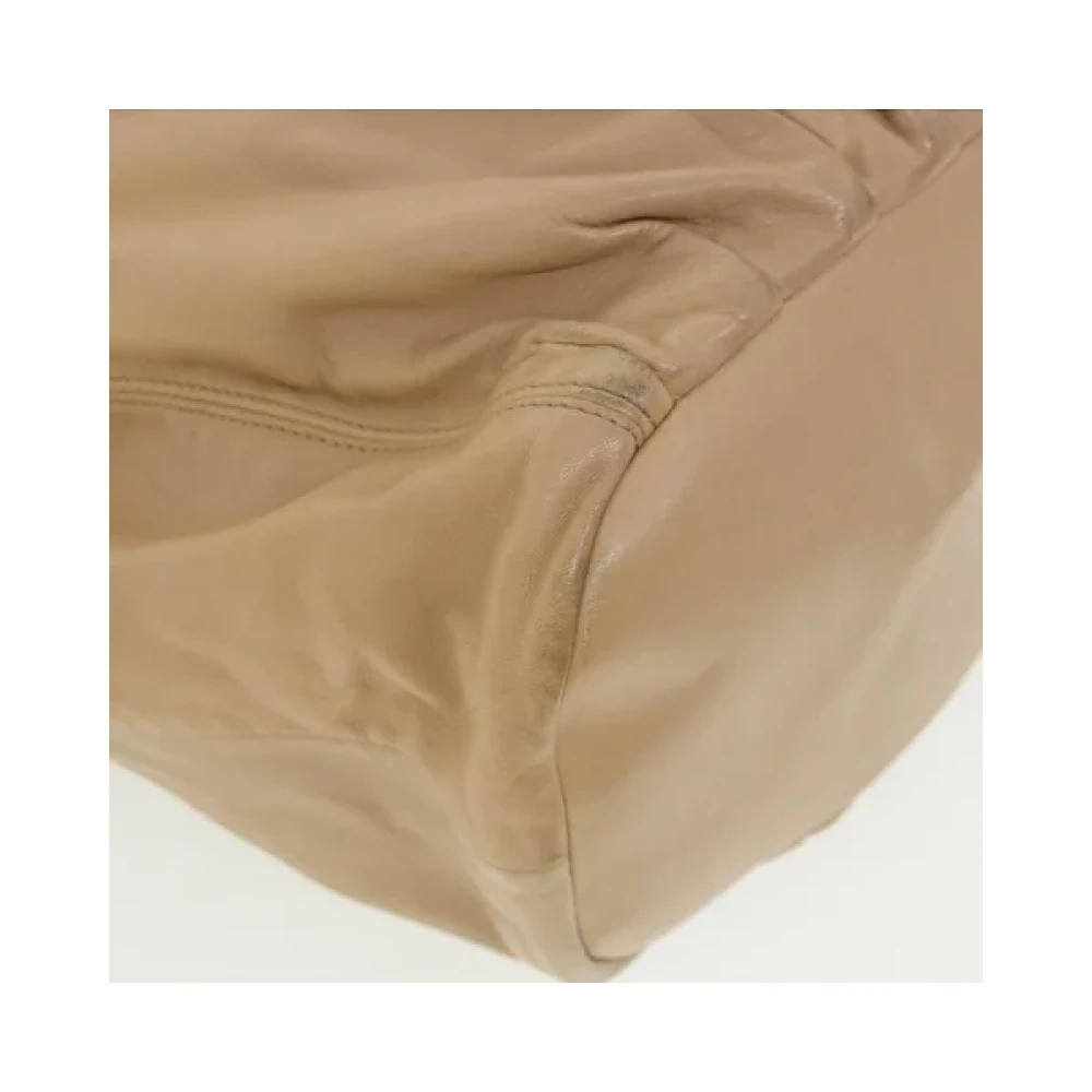 Celine Vintage Tweedehands Beige Leren Celine Schoudertas Beige Dames