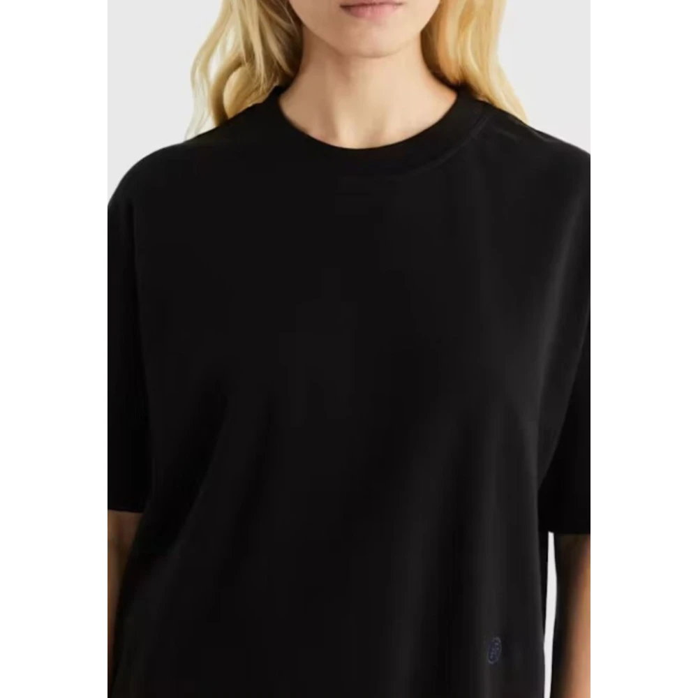 Tommy Hilfiger Licht Katoen Interlock Crew Neck T-Shirt Black Dames