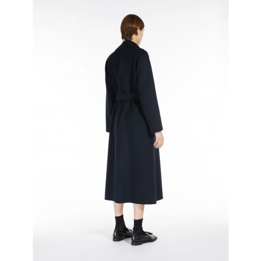 Max Mara Wollen mantel met uitlopende zoom Blue Dames