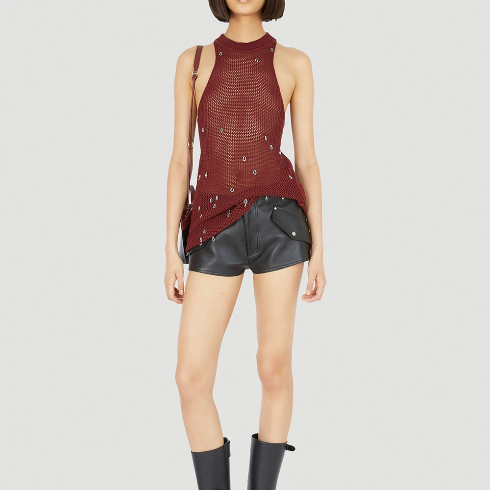 Durazzi Milano Leren Mini Shorts Black Dames
