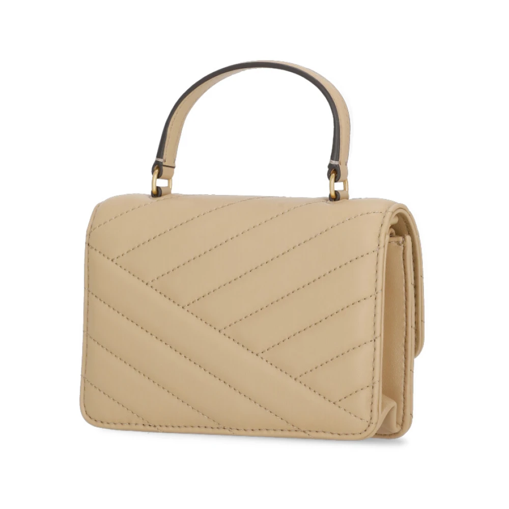 TORY BURCH Beige Leren Portemonnee met Kettingriem Beige Dames